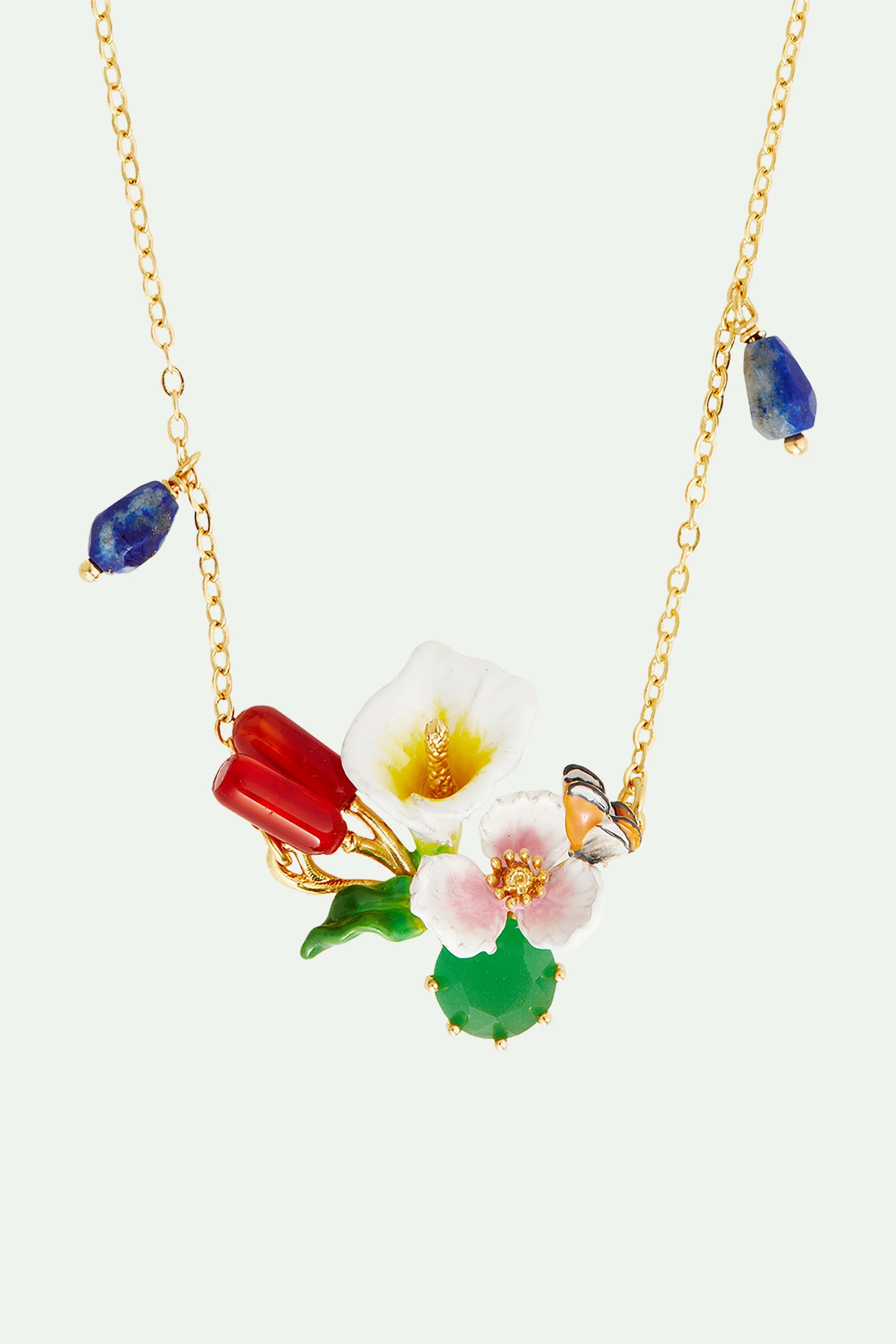 Collier plastron arum, aux et pierre | Multicolore