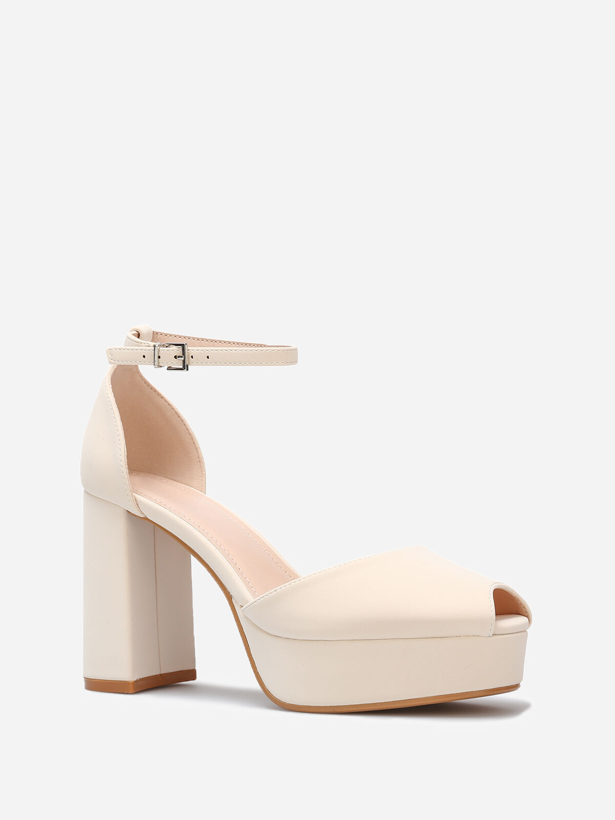 Escarpins peep toes à plateforme- Beige