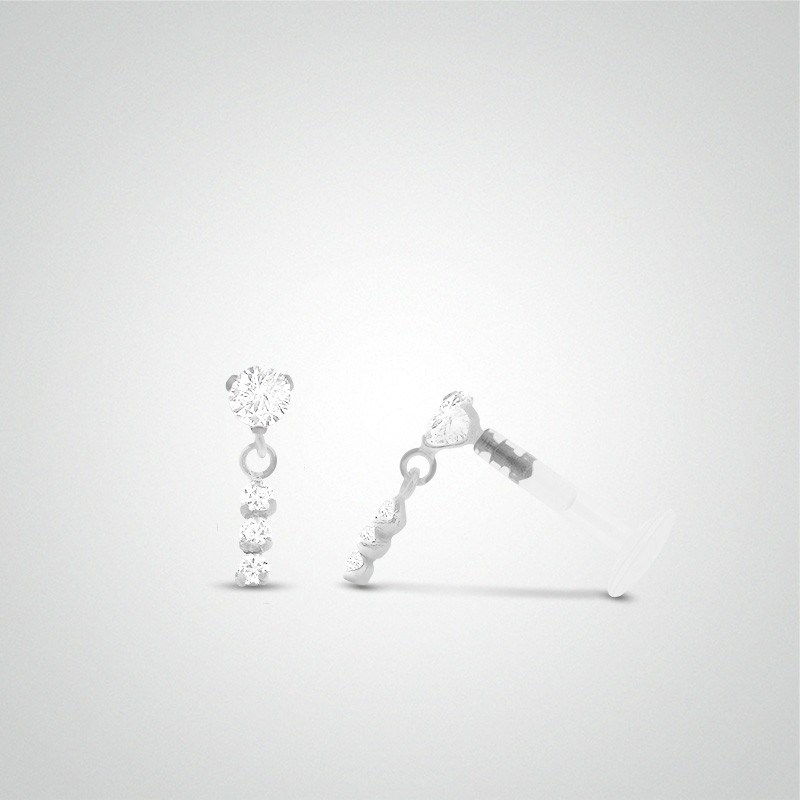 Piercing helix or blanc pendentif avec oxydes de zirconium