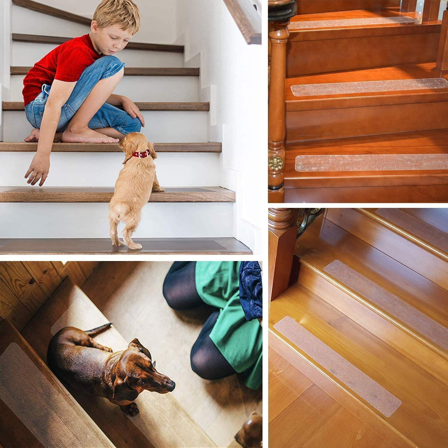 (15er Set) 15x80cm Anti-Rutsch Streifen Selbstklebendes Treppen Klebeband inkl. Roller - Genarbt