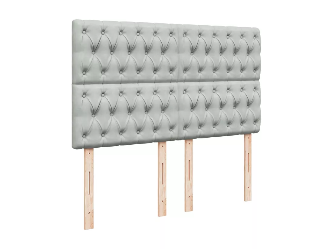 Sommier à lattes de lit et matelas Gris clair 140x190cm Velours