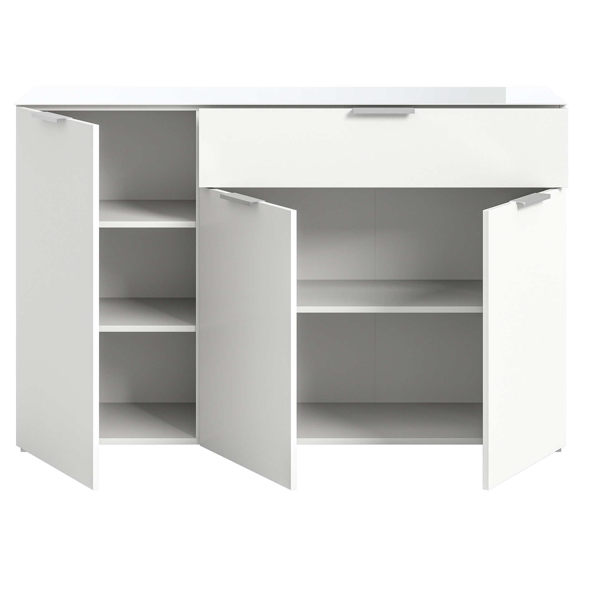Kommode RAY - weiß - Glasplatte - 135 cm