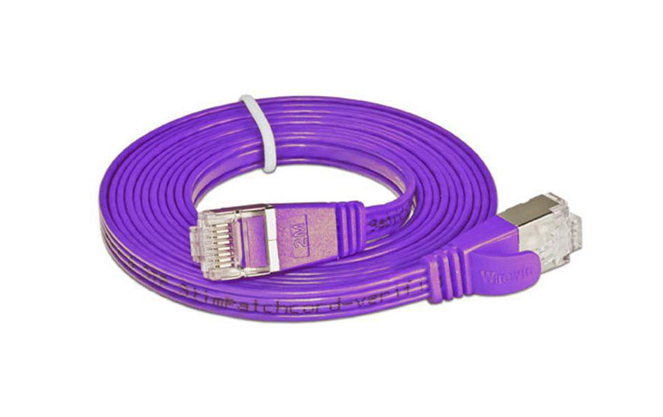 Slimpatchkabel RJ-45 - RJ-45, Cat 6, STP, 10 m, ViolettGeschirmtes Twisted-Pair-Kabel (STP) mit Klinkenschutz