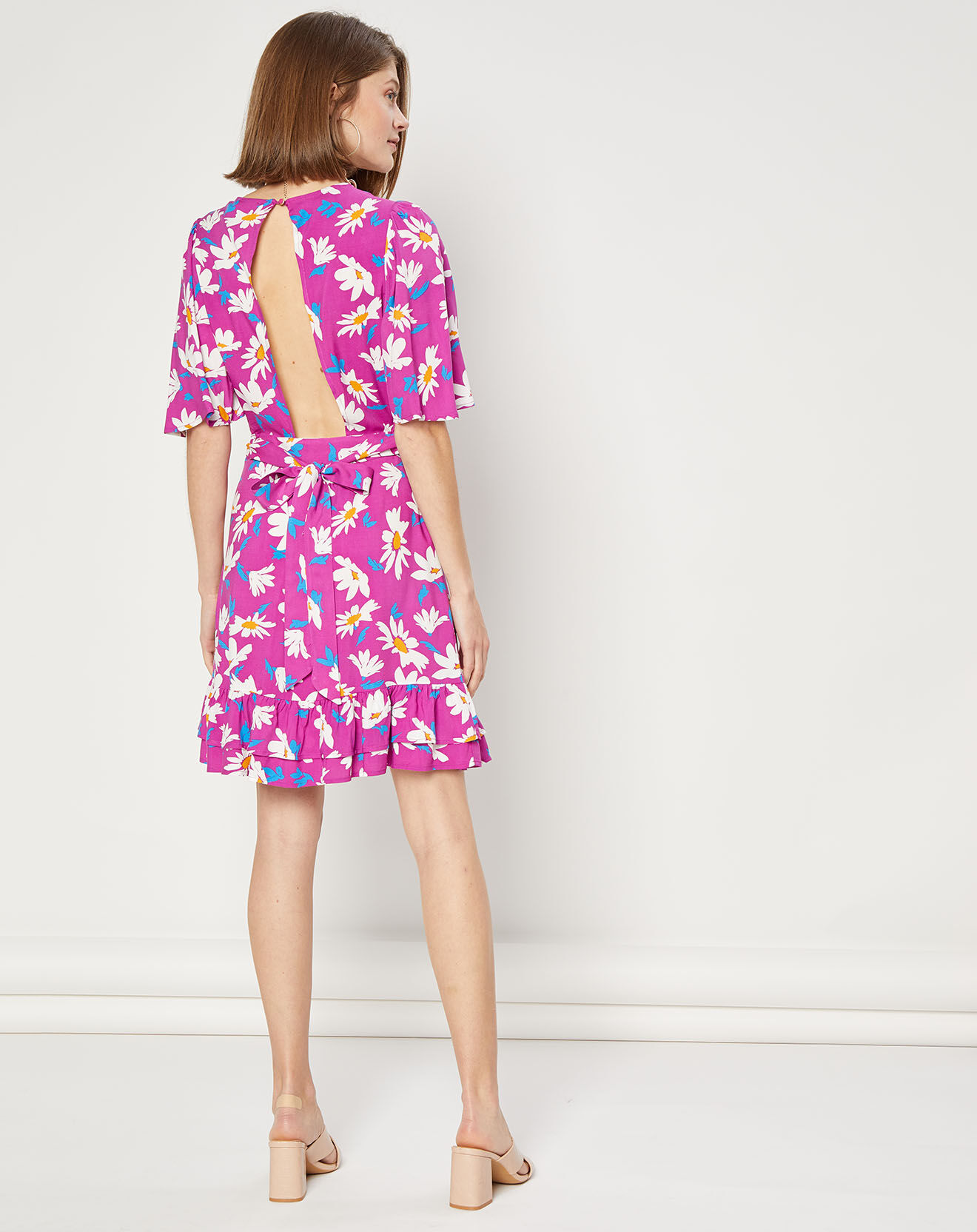 La Petite Etoile Robe Iselda imprimée marguerites violette