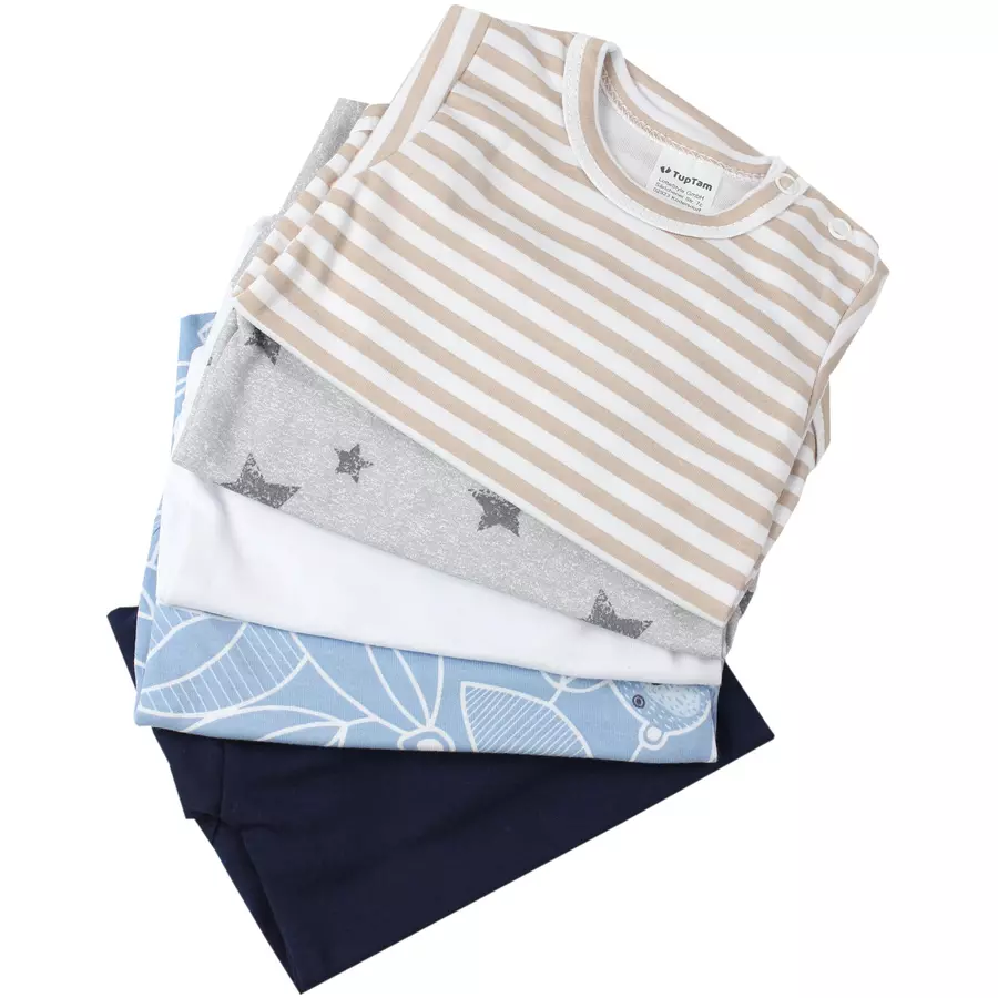 TupTam Jungen Baby Body Langarm 5er Pack beigeblau
