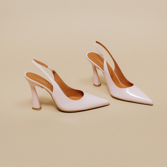 Escarpins slingback à bouts pointus  en vernis rose clair