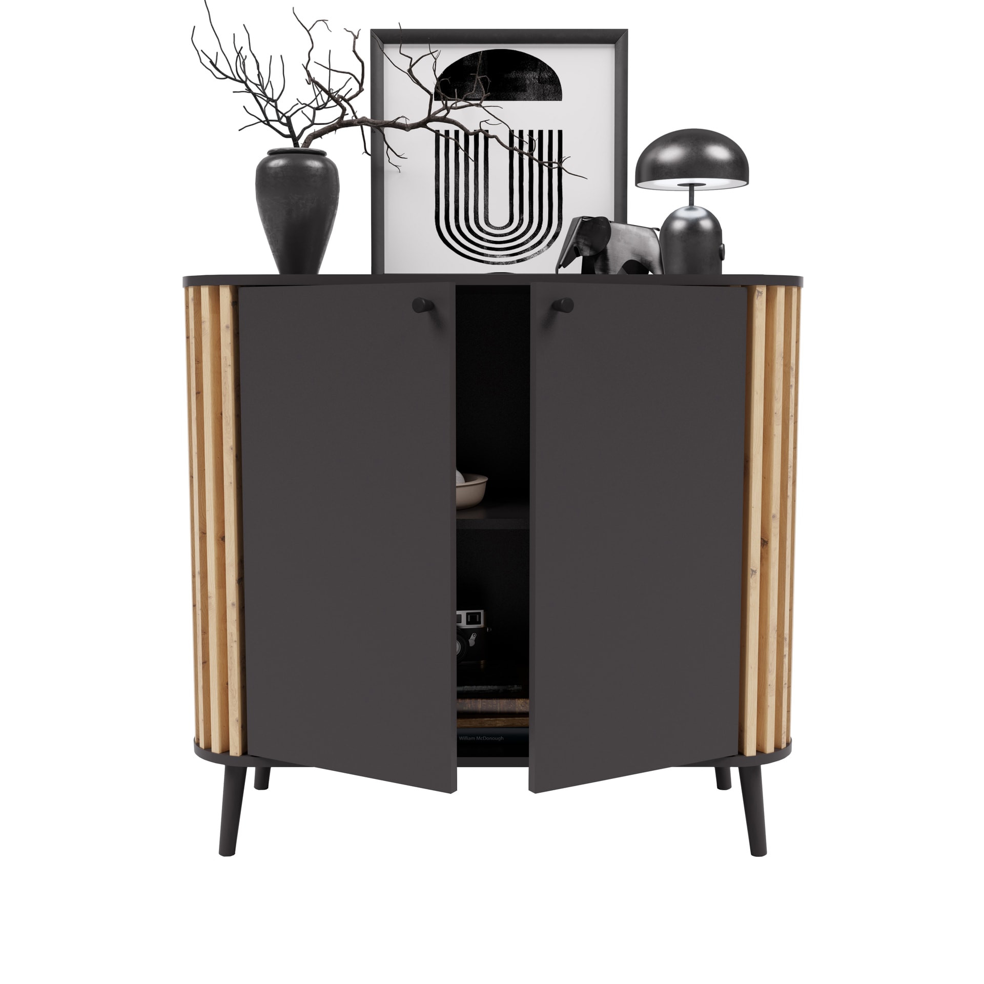 Kommode PURE 92 x 88 cm grau-Dekor/Eiche-Dekor