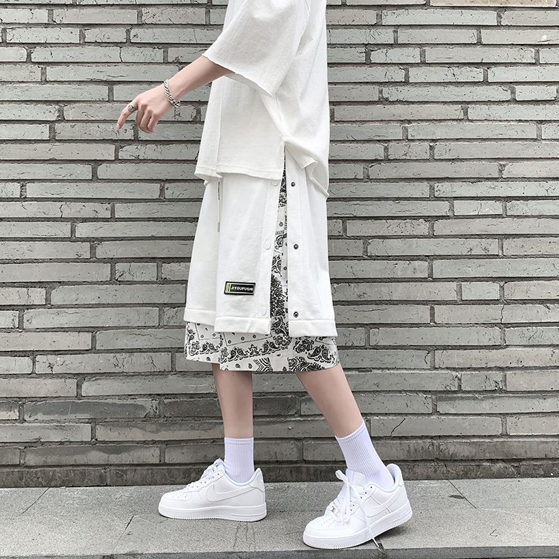 DuckleBeam - Hoge taille bedrukte shorts met knoopjes