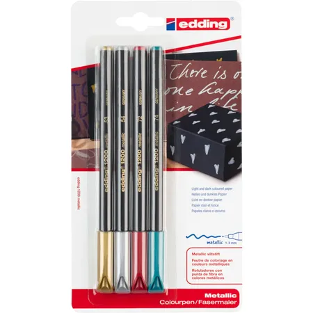 edding 1200 Fasermaler colourpen metallic, 1-3mm, 4er Set