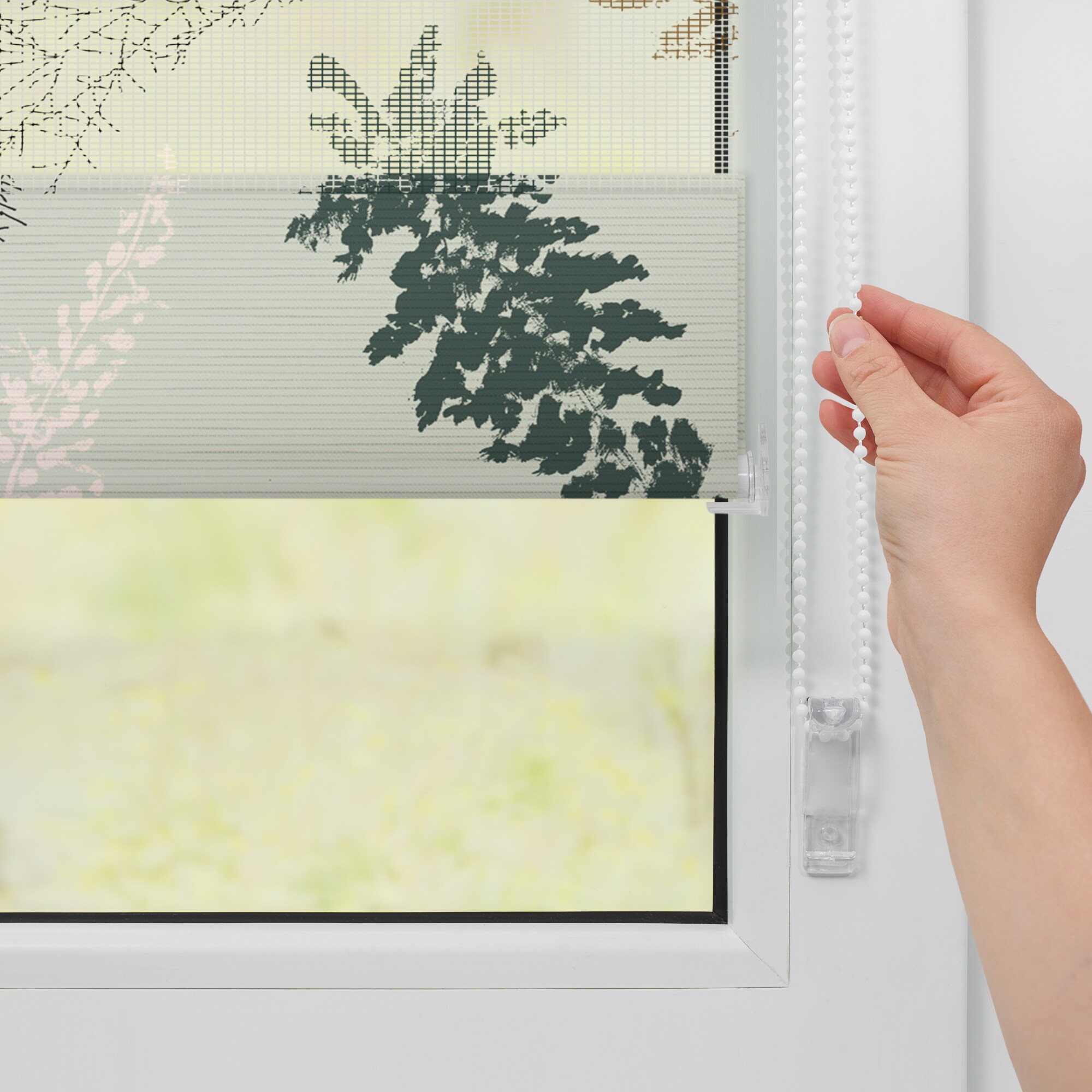 Lichtblick Duo Rollo Klemmfix, ohne Bohren, blickdicht, Fir Branches - Blau
