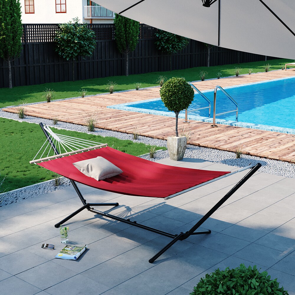 Hängemattengestell Hängematte mit Gestell 350cm rot Metallgestell Sonnenliege
