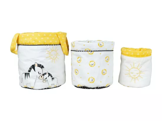 Lot de 3 panieres gigognes en coton blanc