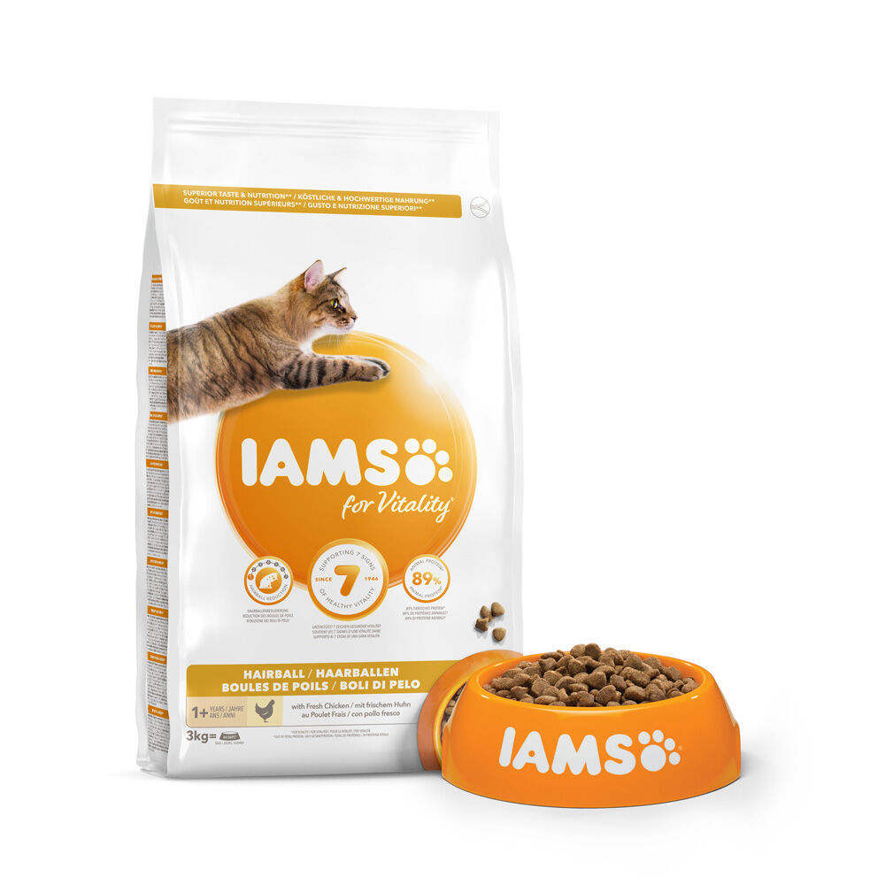 IAMS Adult Hairball - Kattenvoer - 3 Kilogram - kalkoen, kip