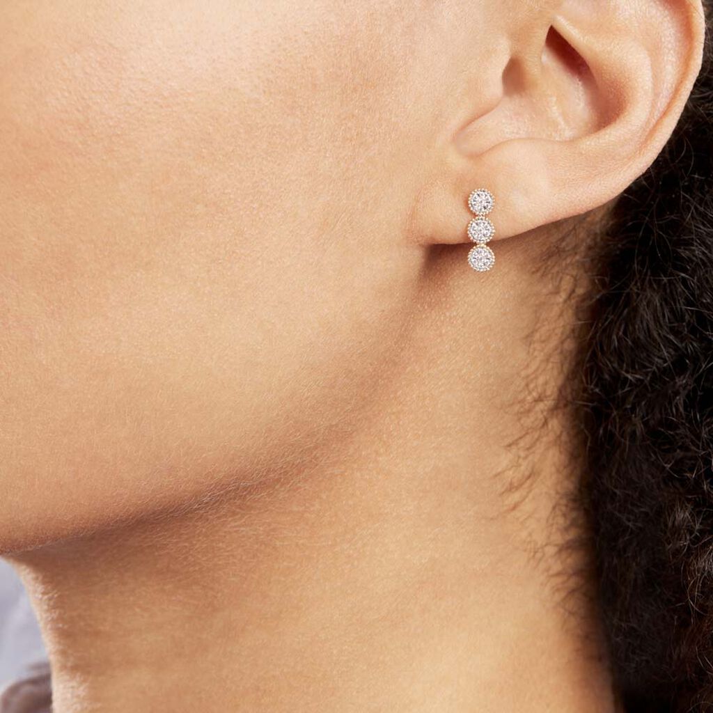 Boucles D'oreilles Pendantes Or Jaune Caleb Oxydes De Zirconium