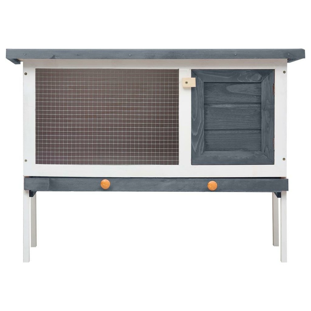 Clapier cage d'extérieur 1 niveau 90 x 45 x 65 cm bois gris