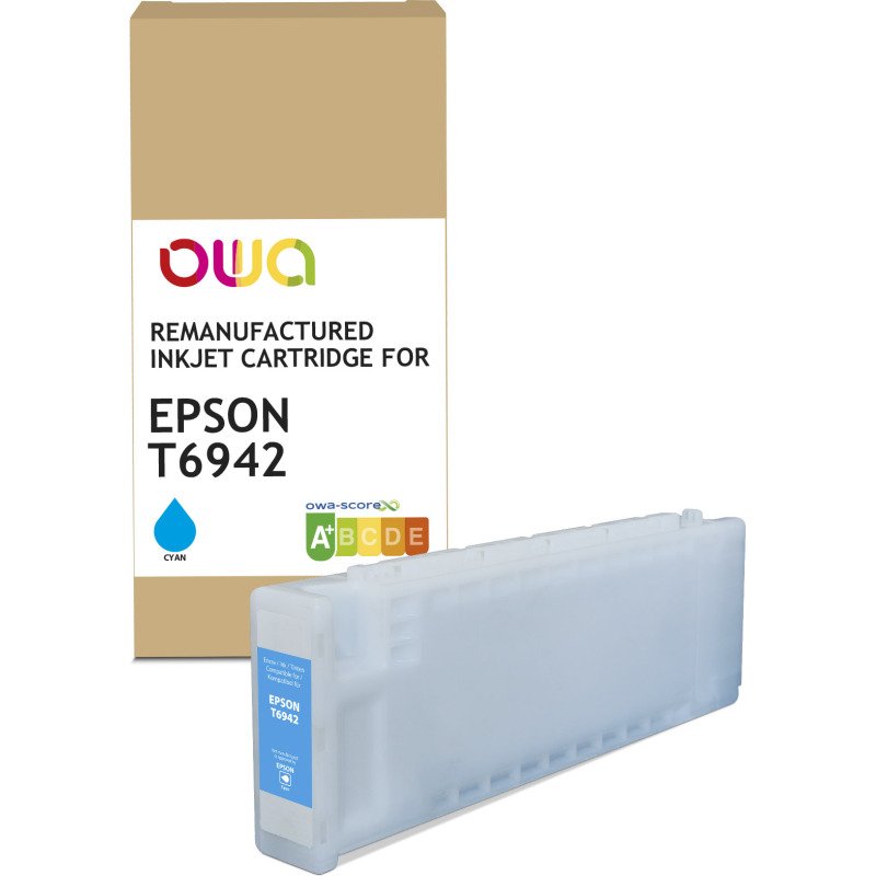 Cartouche d'encre traceur remanufacturée OWA - haute capacité - Cyan - pour EPSON T6942
