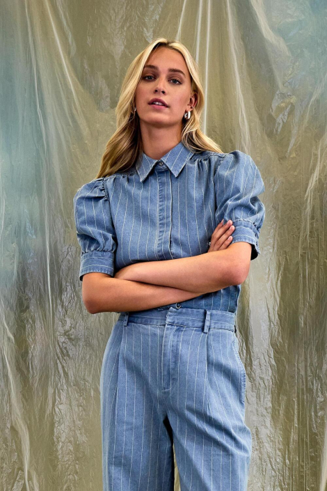 Minus blauwe dames blouse