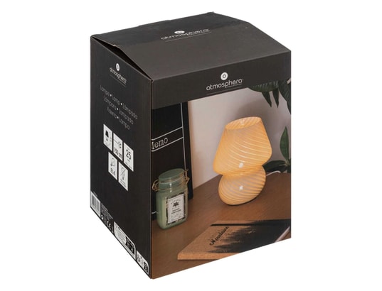 ATMOSPHERA - Lampe à poser Lampe champignon en verre - hauteur 18 cm - blanc