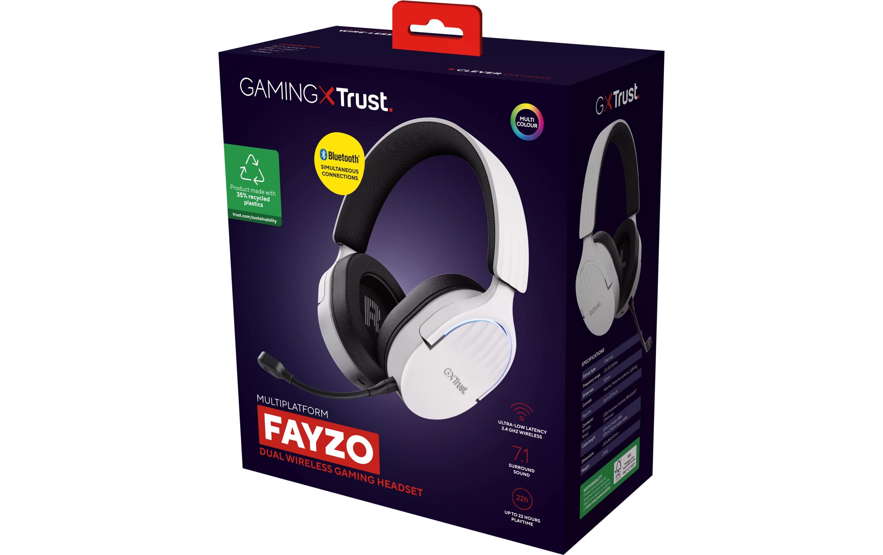 Headset GXT 491W FAYZO Schwarz/WeissLeistungsstarkes ohrumschliessendes kabelloses Gaming-Headset für ein kabelloses immersives Gaming-Erlebnis