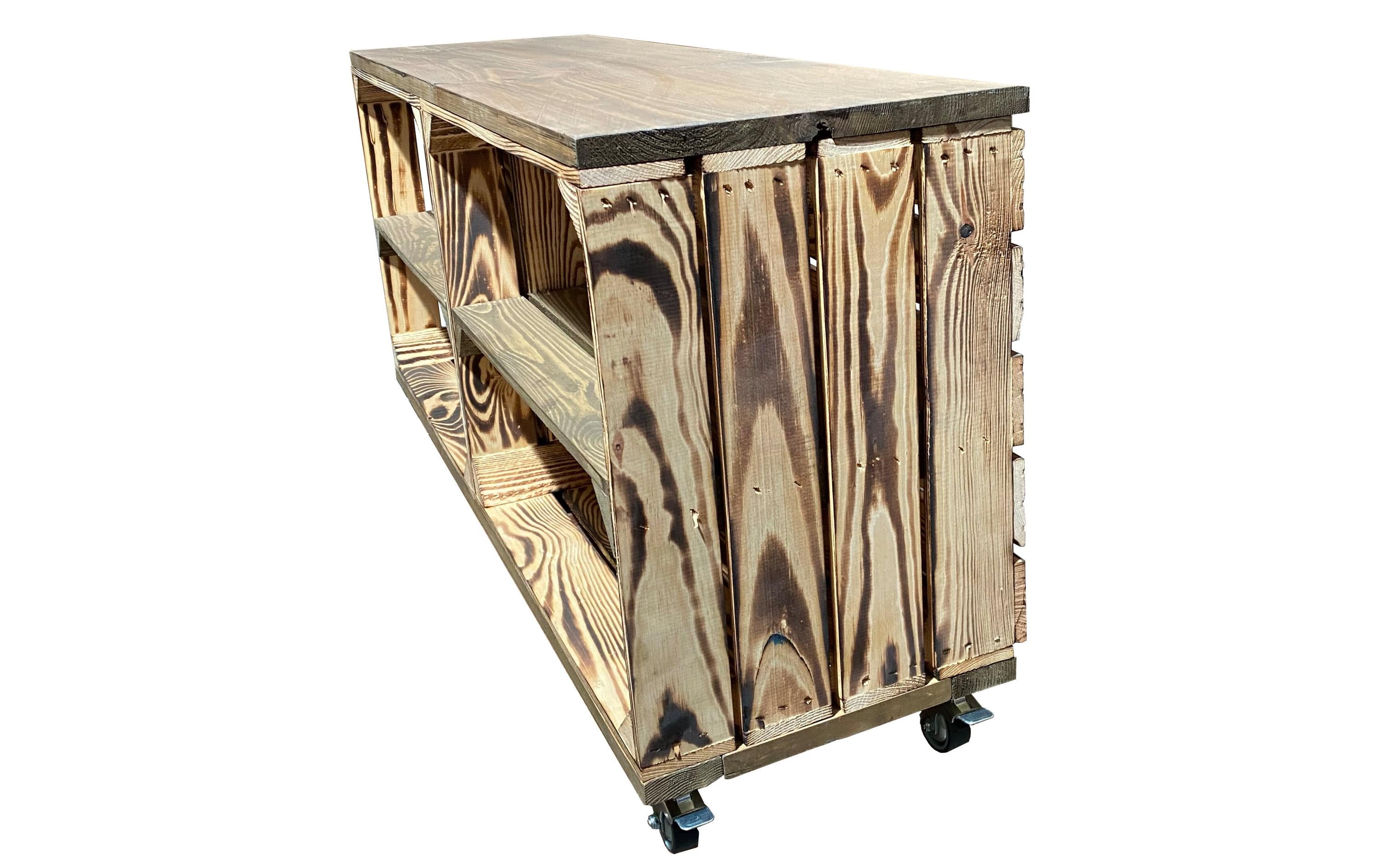 Regal auf Rollen Vintage, Braun geflammt, 100 x 50 cm<br>Vintage Regal auf Rollen