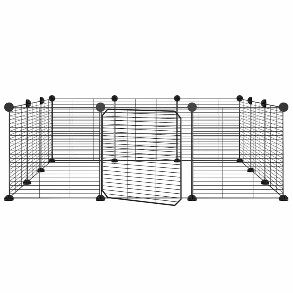 Cage animaux de compagnie à 12 panneaux et porte noir 35x35 cm