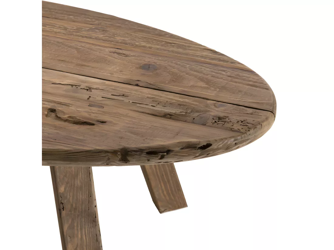 ANDRIAN - Table basse ovale marron bois Pin recyclé