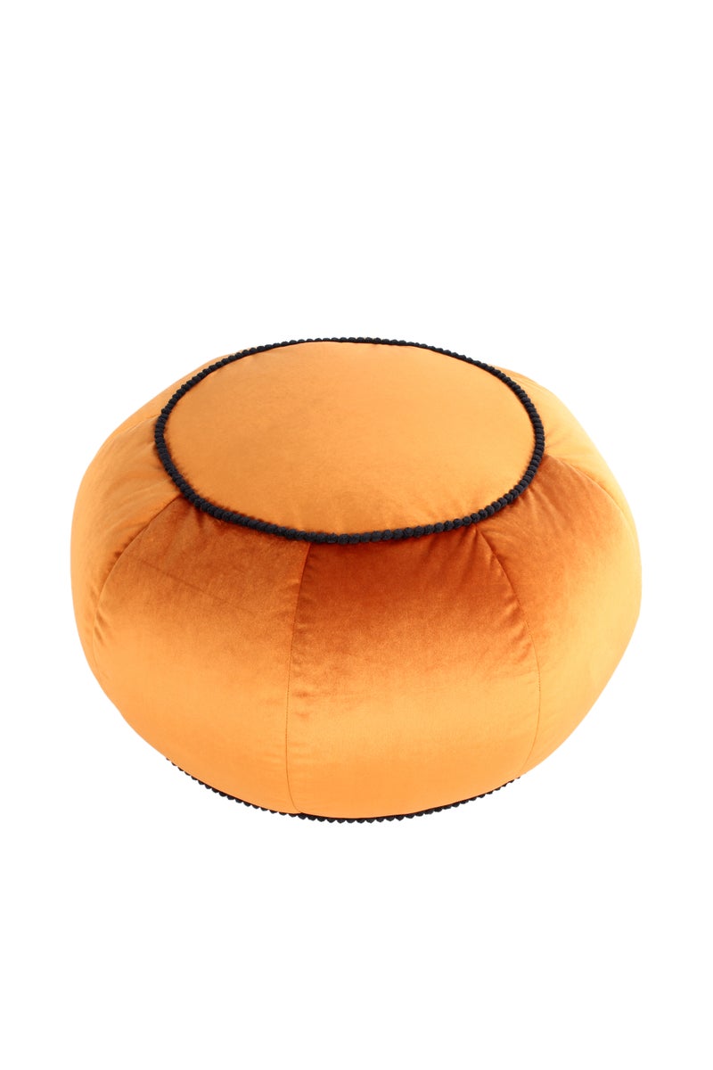 Poefkruk, fluweelzacht, oosters design, brons, rond, Ø 65 cm