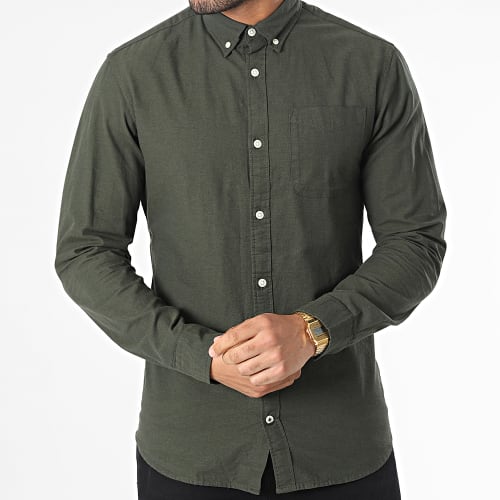 Chemise Manches Longues Oxford 12182486 Vert Kaki