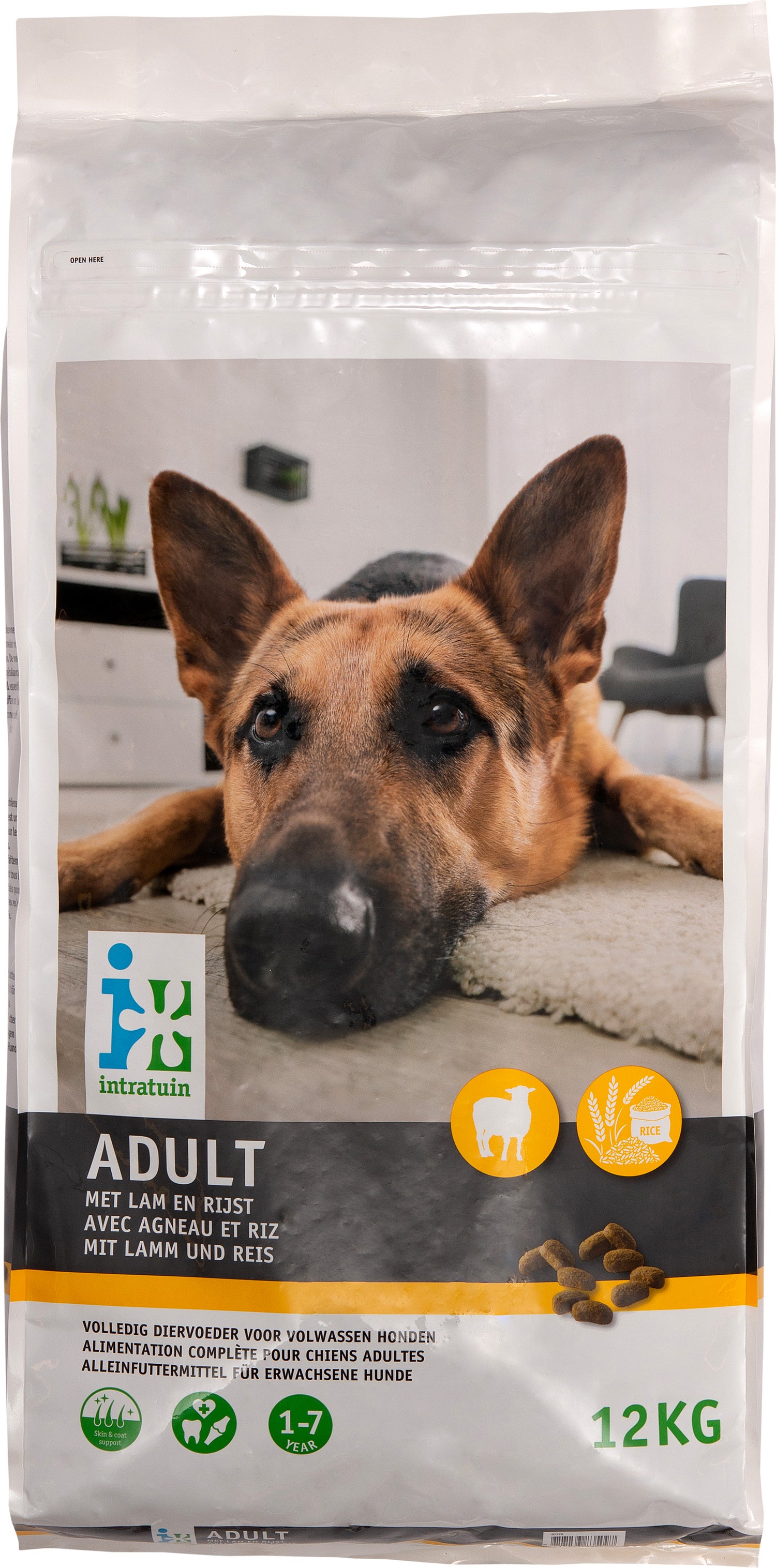 Intratuin hondenvoer adult lam en rijst 12 kg