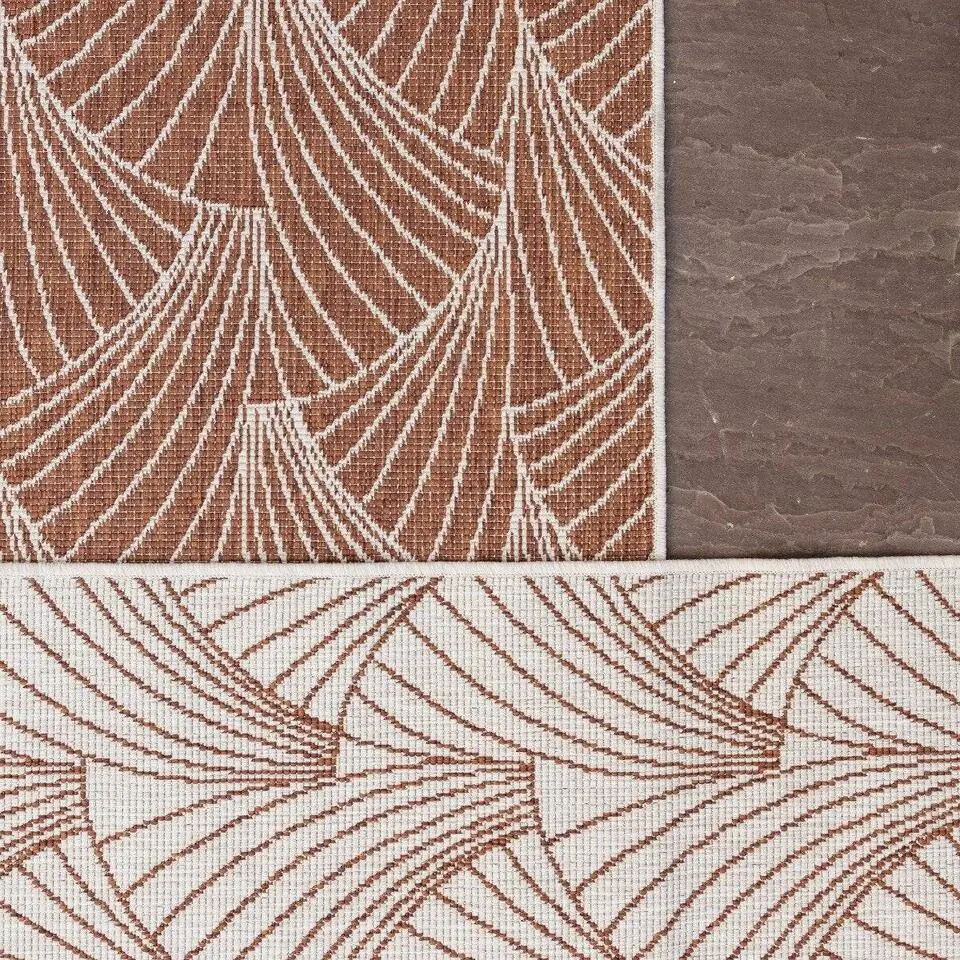 Interieur05 Buitenkleed Deco roest/wit - 290 x 200 cm