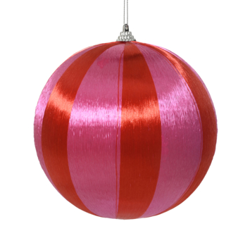 Decoris kerstbal foam rood gestreept Ø 8 cm