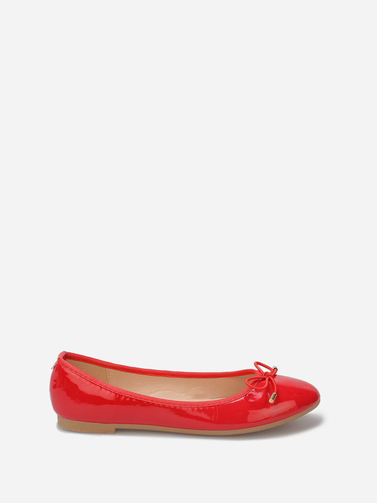 Ballerines plates vernies avec noeud- Rouge