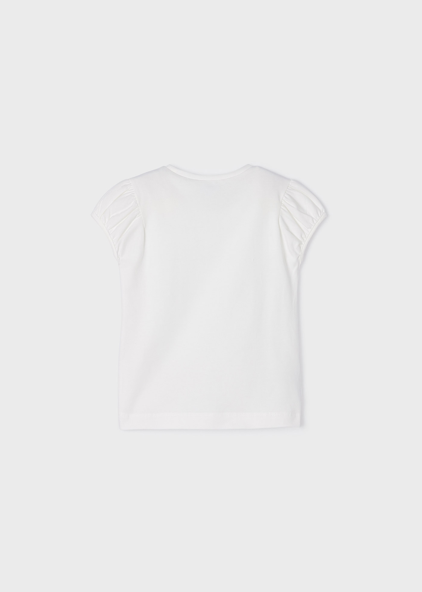 Camiseta de manga curta para meninas, feita de algodão sustentável.