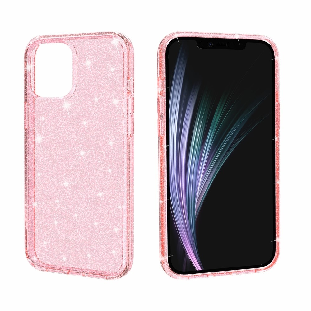 iPhone 12 / iPhone 12 Pro Hybrid Hardcase Schutzhülle im Glitzer Design - Pink / Transparent