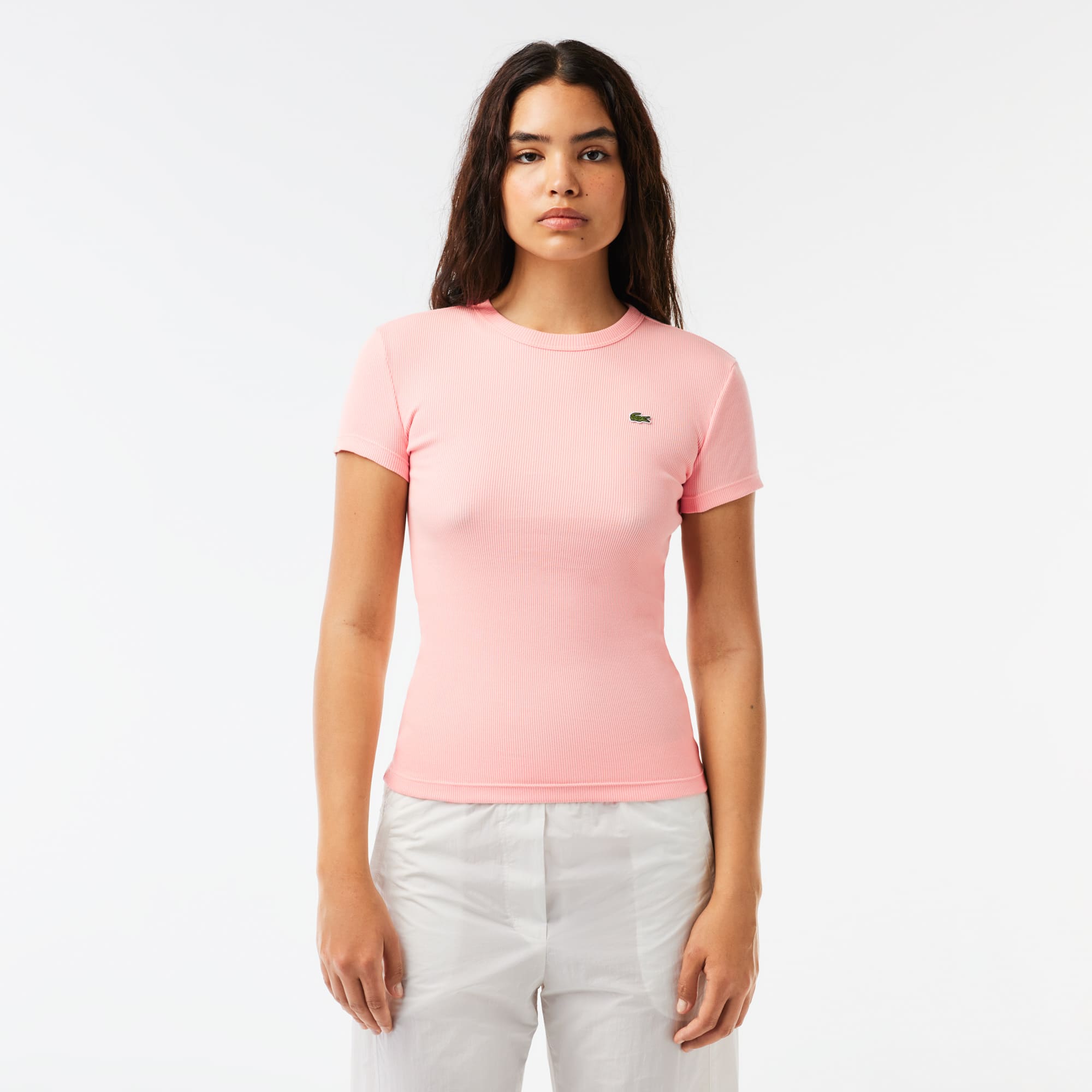T-shirt femme Lacoste slim fit en coton biologique T-Shirts - Rose - Lacoste - Femme