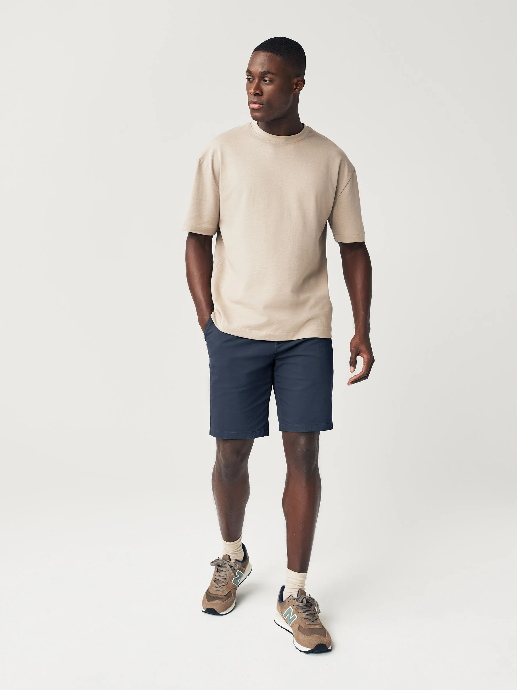 Marineblauw/antraciet - Slim Fit - Set van 2 chinoshorts met stretch