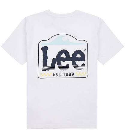 Lee T-Shirt - Wave Grafik - Bright White
