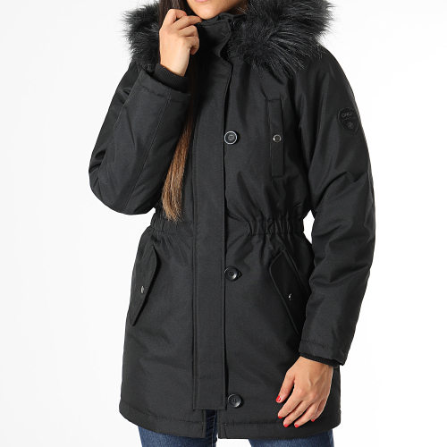 Parka Capuche Fourrure Femme Iris Noir Noir