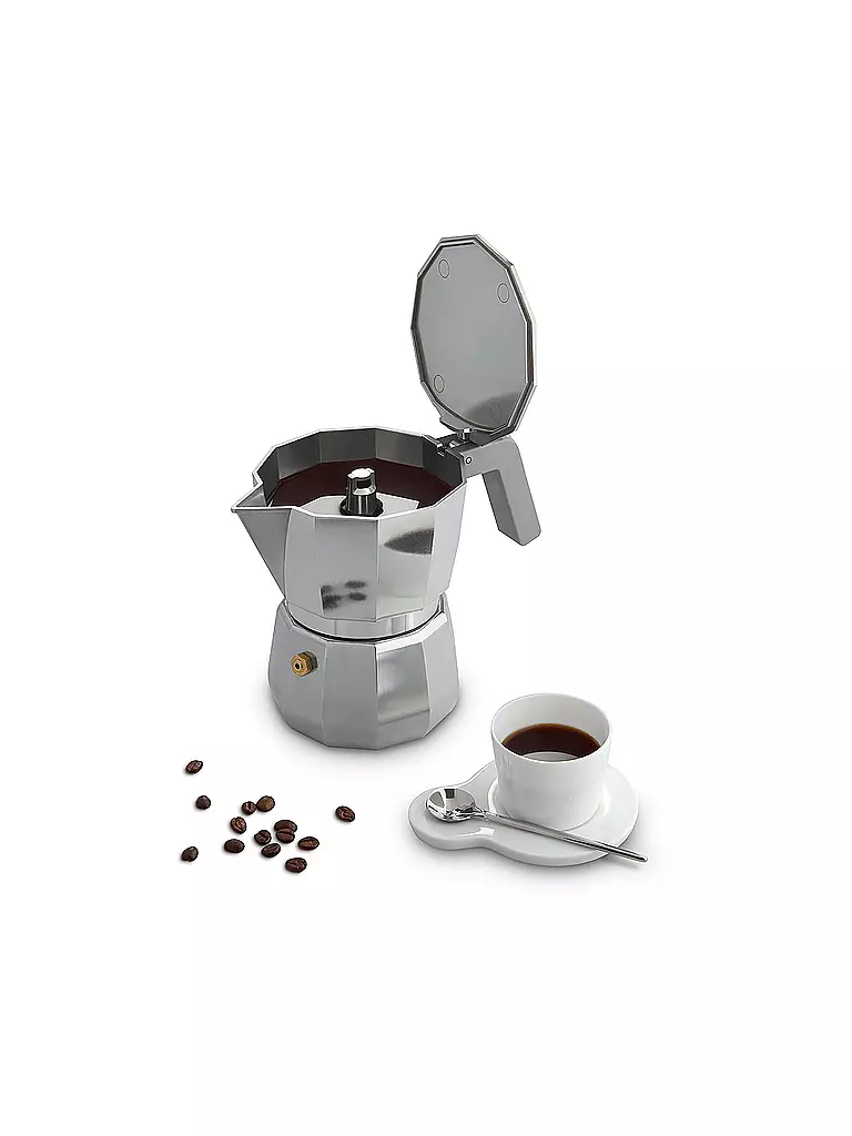 ALESSI Espressomaschine Moka 6 Tassen grau