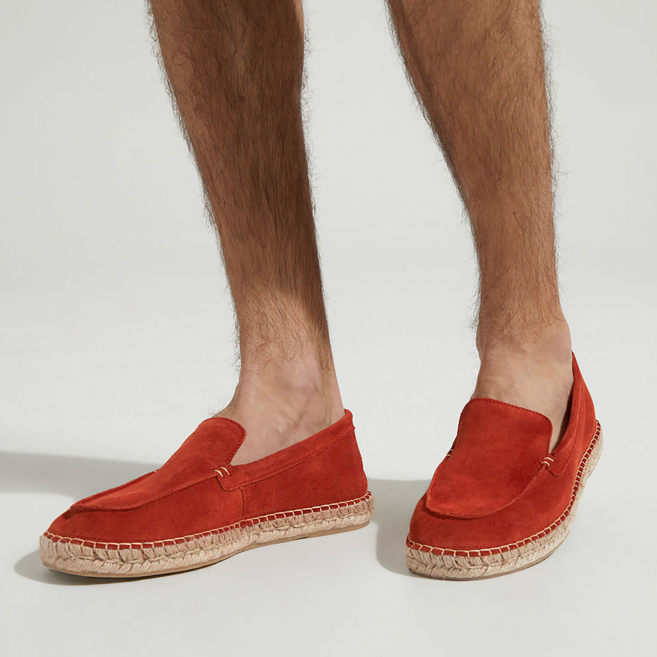 Comptoir GL Mocassins espadrilles en Velours de Cuir orange brique