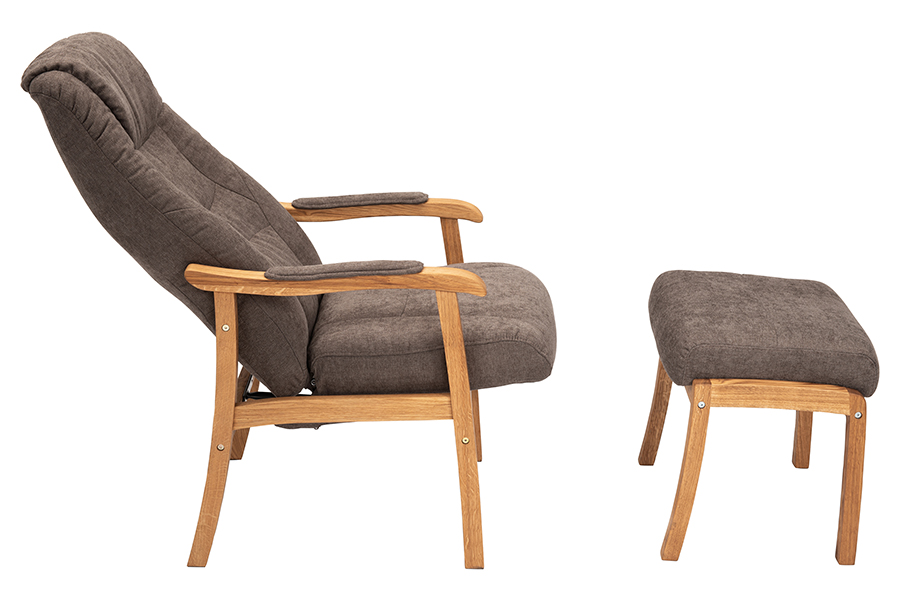 Otium lenestol Tekstil Vila 2240 light brown med understell i oljet eik