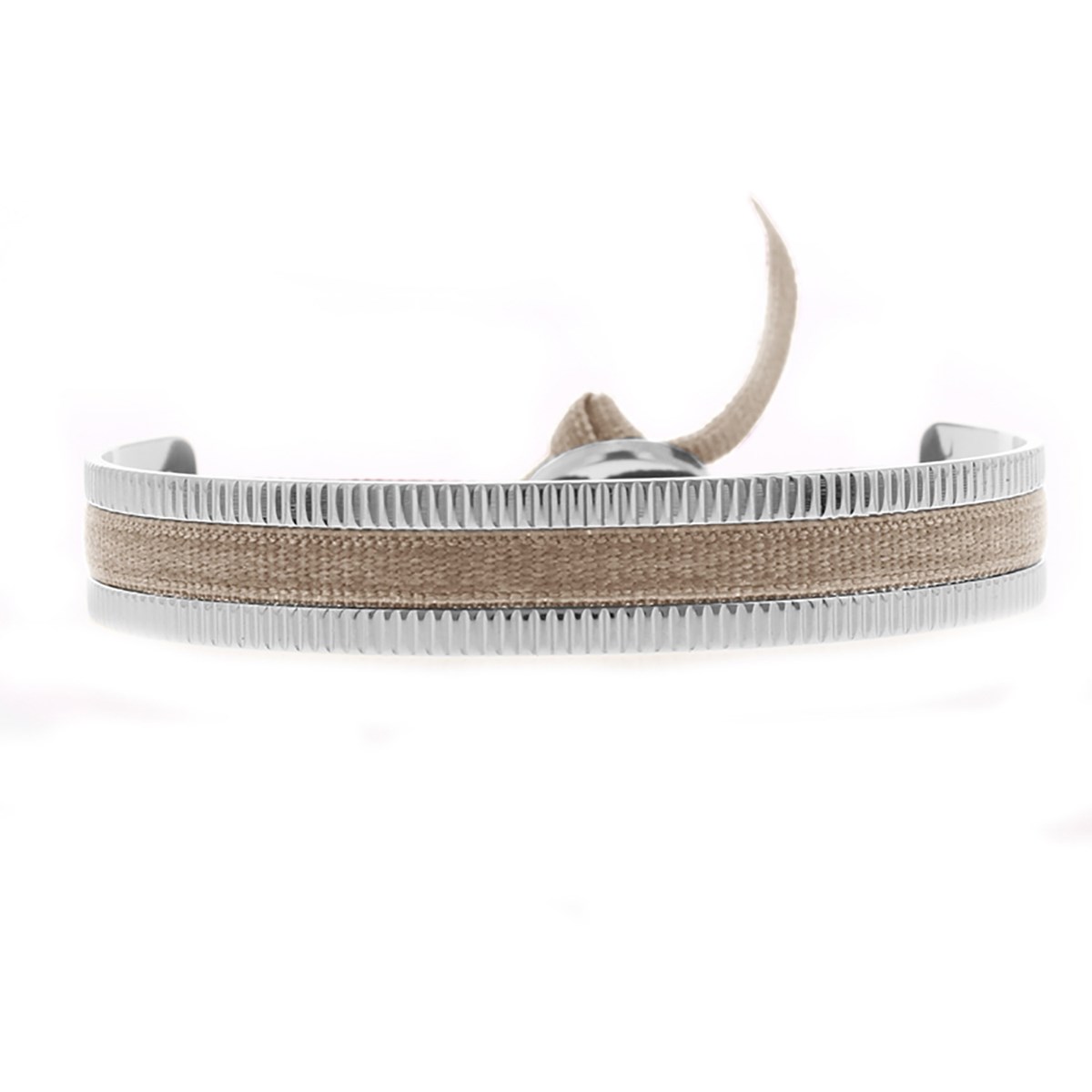 Jonc Ruban Les Interchangeables argentébeige 4mm strié