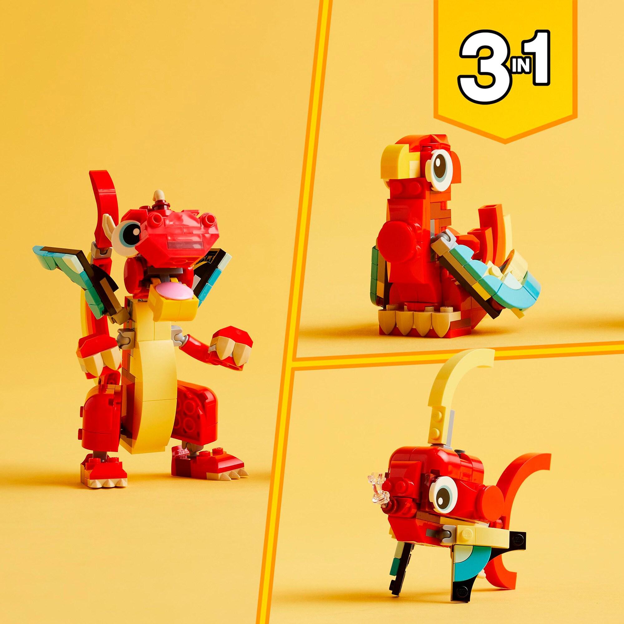 LEGO Konstruktionsspielzeug Creator 3-in-1 Roter Drache