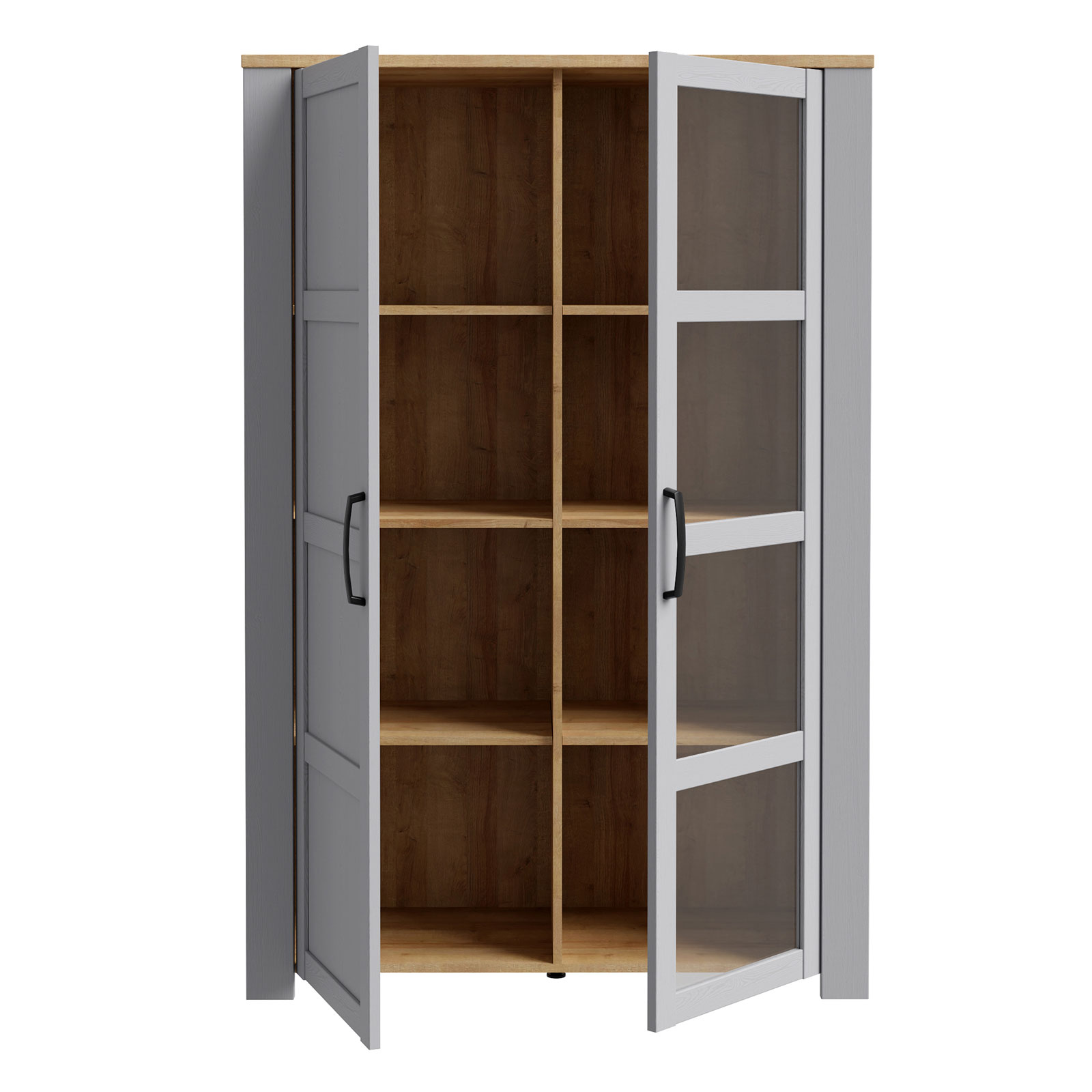 Highboardvitrine - Eiche grau - Riviera Eiche - 106 cm breit
