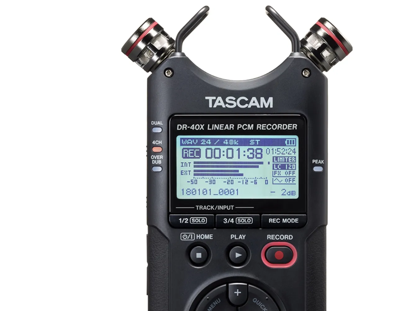 Tascam DR-40X, 18 t, MP3, WAV, 92 dB, 44100 - 96000 Hz, Blå, 40 mW