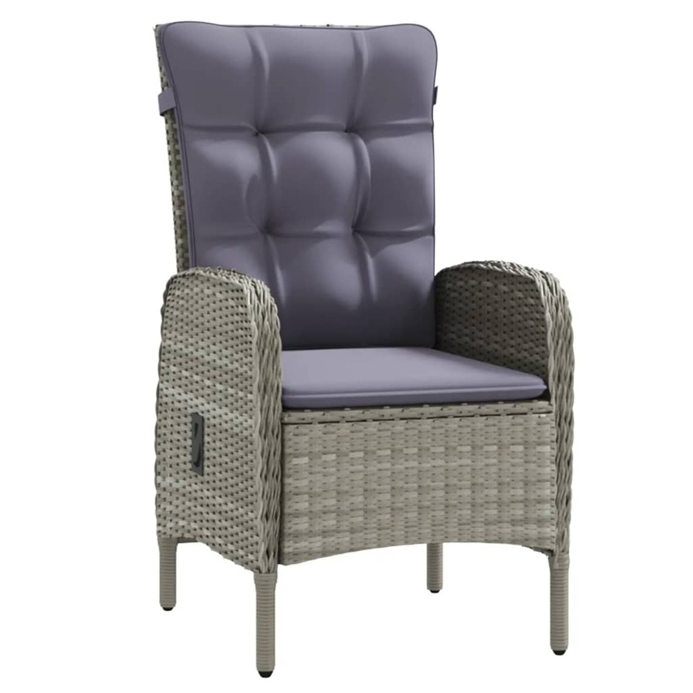 Mobilier à dîner d'extérieur avec coussins 3 pièces gris et noir