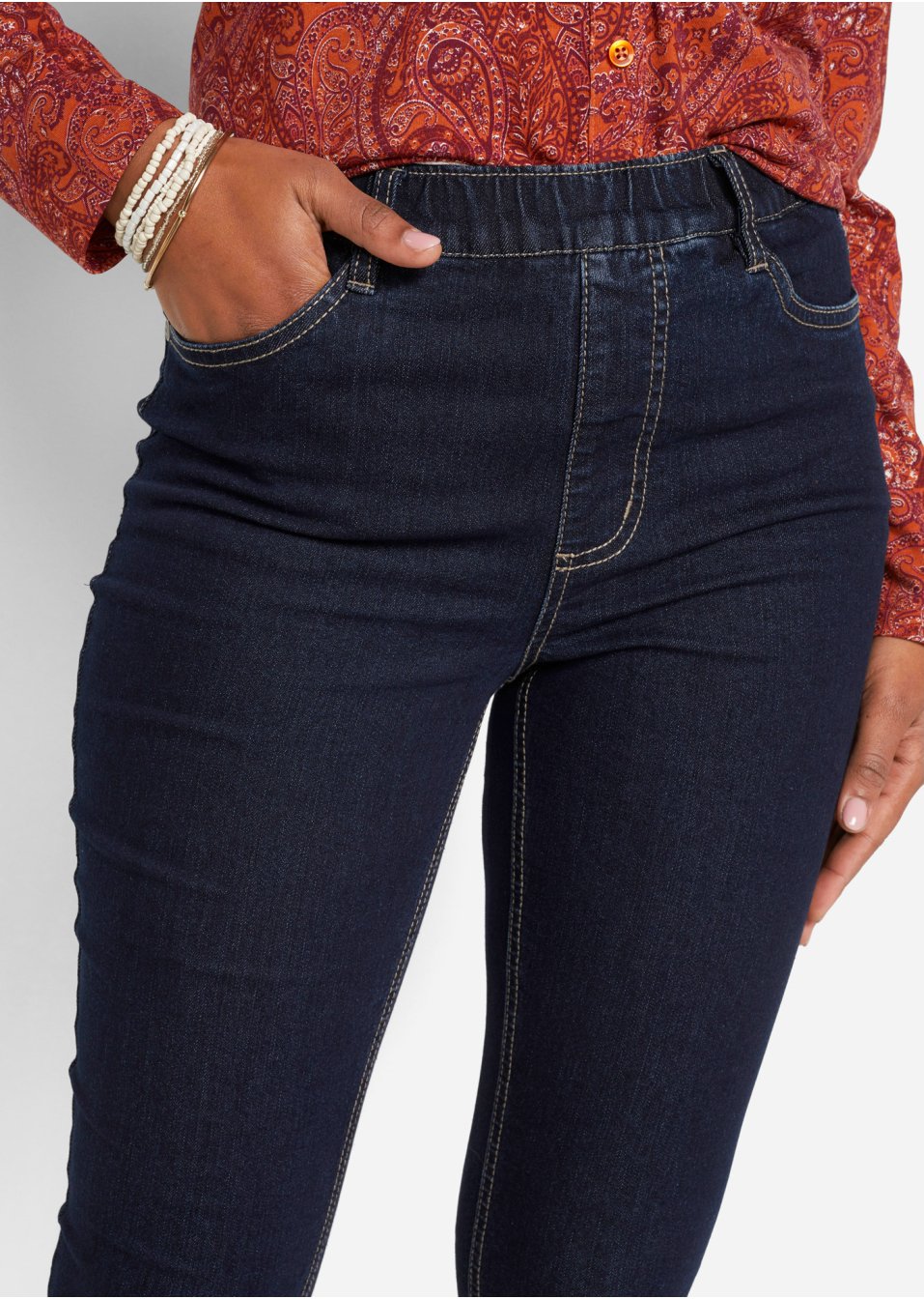 Jegging extensible coupe haute avec large taille élastique