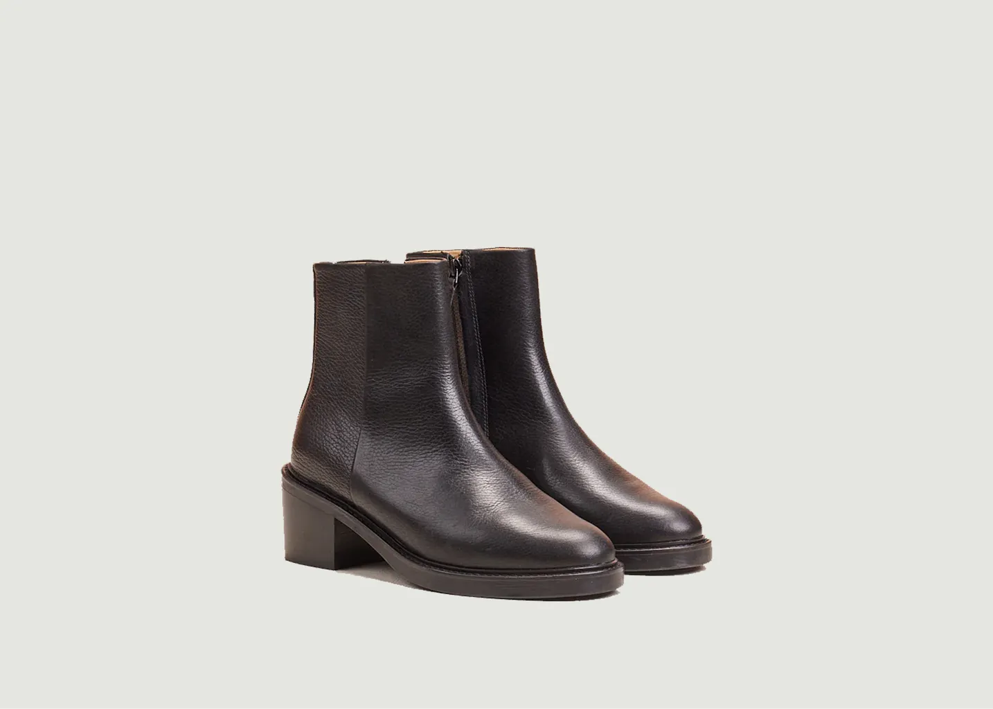 Bottines en cuir grainé Véronique M.Moustache