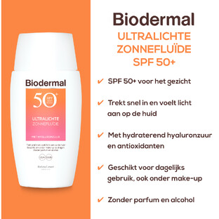 Biodermal Ultralichte Zonnefluïde - Zonnebrand met SPF50  - Zonnebrand gezicht 40ML
