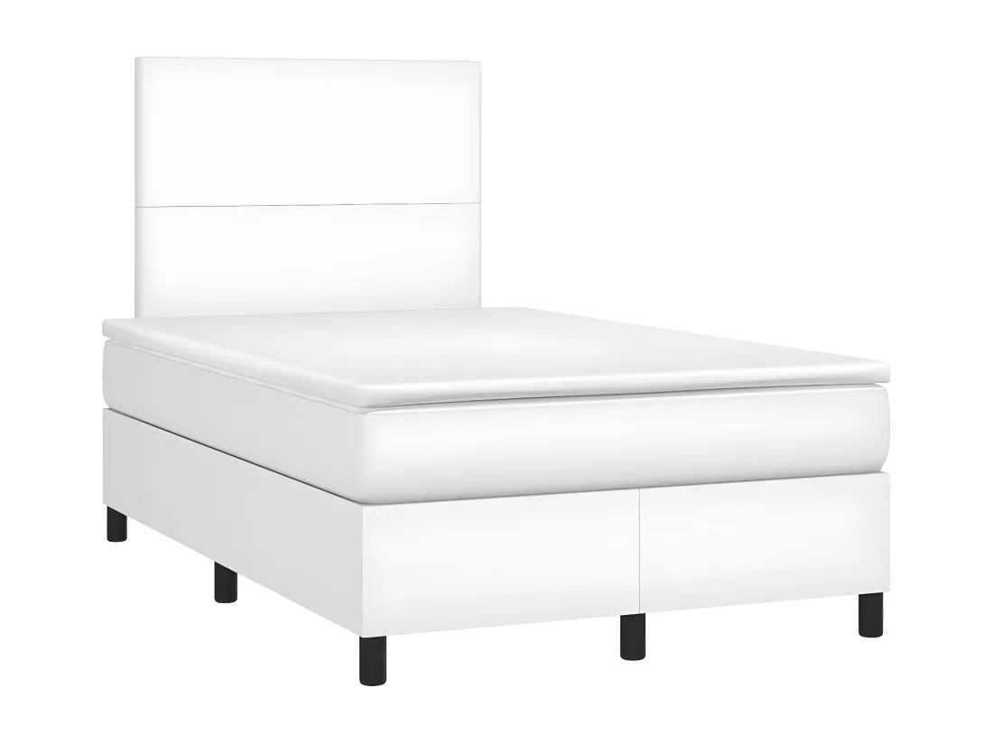 Sommier tapissier et matelas et LED Blanc 120x200 cm Similicuir